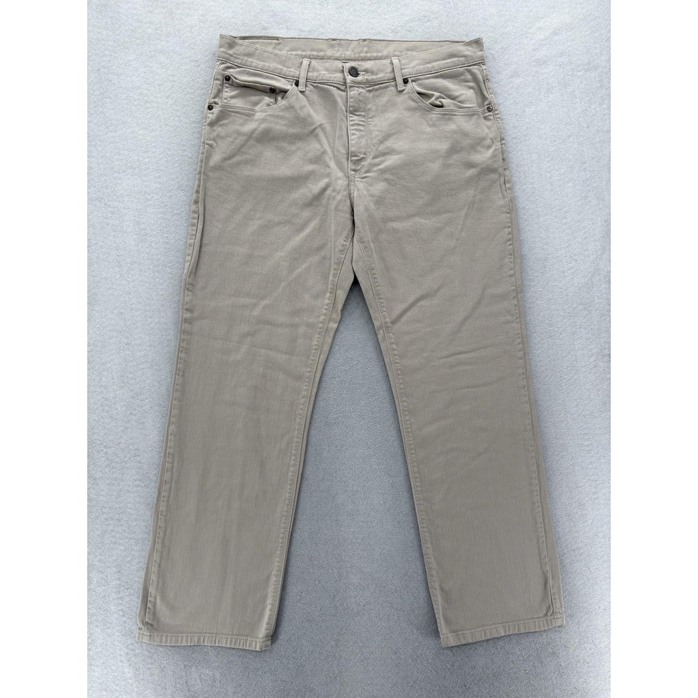 Mott & Bow Mercer Jeans Mens 36x30 Beige Khaki Straight Stretch Denim Pants